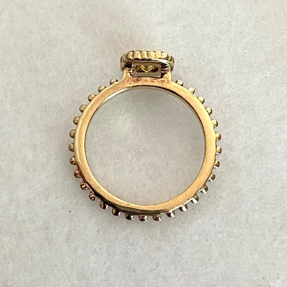 Gold Vermeil Sterling Silver 925 Square Yellow Cubic Zirconia Solitaire Ring 5 - Picture 15 of 16